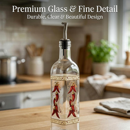 17 oz Set 2 2 Packs Topadorn Olive Oil Dispenser Bottle for Kitchen, Pcs Glass Oil Dispenser Bottle with Stainless