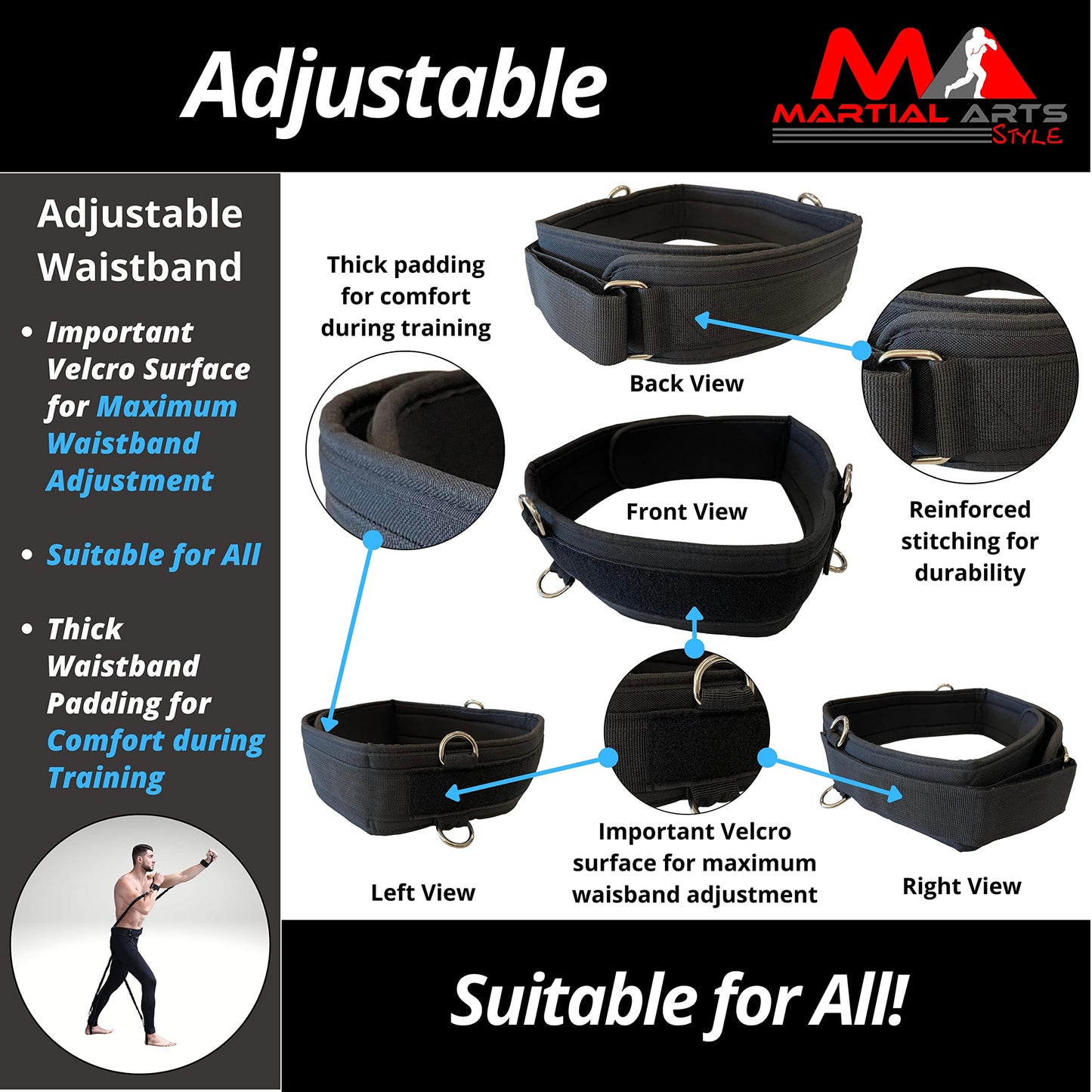 Boxing Bands, Boxing Resistance Bands, Full Body Resistance Band, MMA Training Equipment, Boxing Equipment, Punching Bands, 150 lbs Bands for Home Fitness Workout, Punching Resistance Bands (Black)