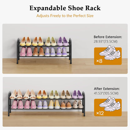 2 Closet, 28 42, Closet, 12 Gewudraw Tier Shoe Rack, Shoe Organizer for Metal Shelf Can Expandable to for Bedroom