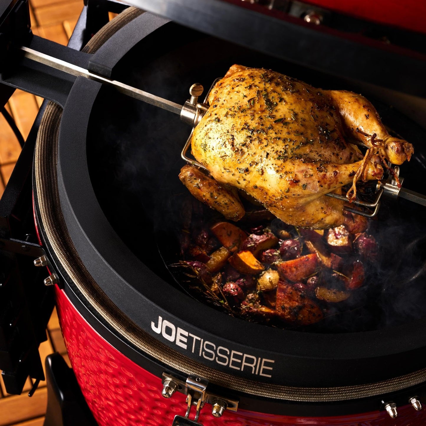 Kamado Joe JoeTisserie Rotisserie Accessory Attachment for 18-inch Classic Joe Grills with Stainless Steel Spit Rods up to 50 lbs of Food, Model KJ-TISSERIENA