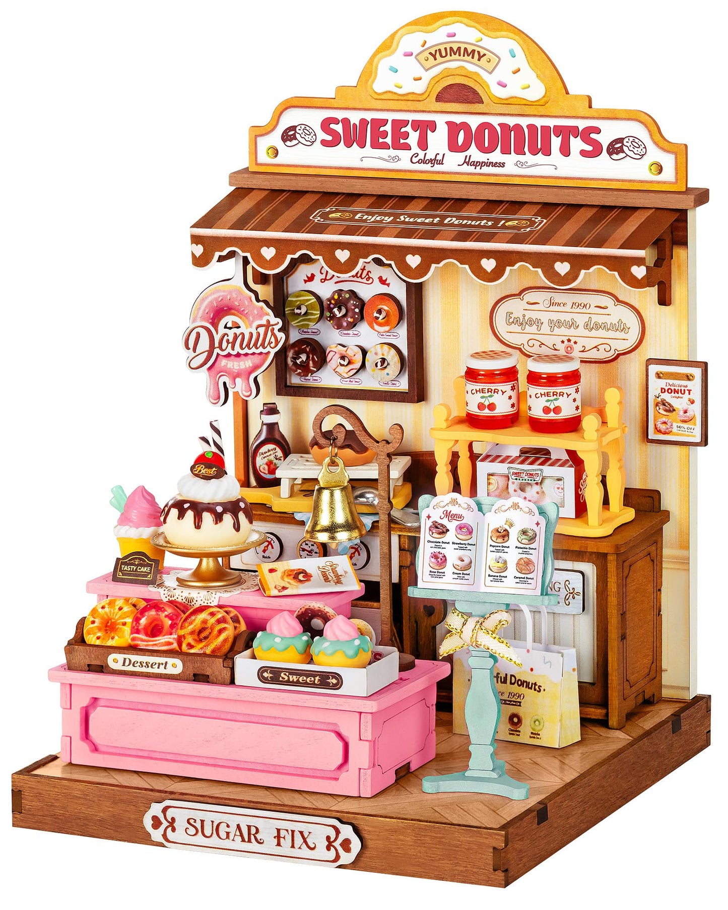 Rolife DIY Miniature Kit Mini Building Dollhouse Sweetie's Donut Shop, Miniverse Lifestyle Mini Bookshelf Decoration, DIY Hobbies for Friends (Sweetie's Donut Shop)