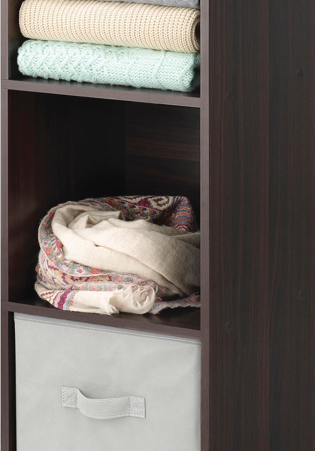 3 3 12.2" 11.7" 35.6" Whitmor Cube Storage Organizer, Tier Stackable MDF Wood Bookcase, Open Storage Display Bookshelf