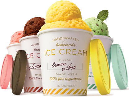 16 oz 4-Pack Frozen 1 Ice Cream Containers with Airtight Silicone Lids ( ) Homemade Ice Cream Container perfect