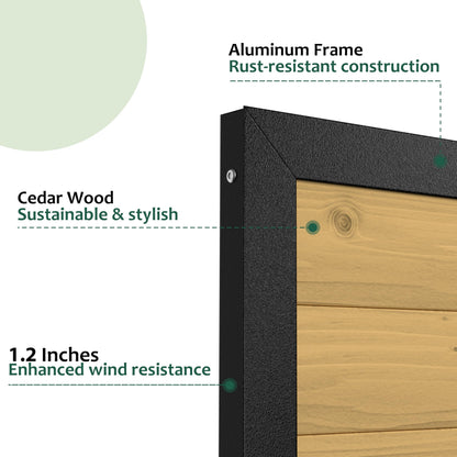 BlueWish 6 x 3 FT Cedar Wood Fence Gate Kit, Board-on-Board Privacy Fence Gate, Aluminum Frame with Security Lock System, Outdoor Garden Yard Complete Gate Kit for Backyard, Pool, Natural