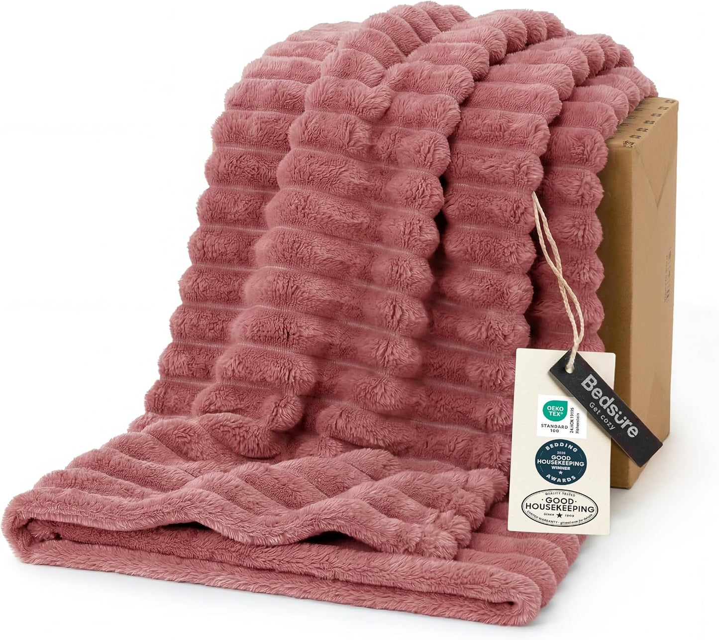 Bedsure GentleSoft Twin Blanket - Cozy Dusty Pink Fleece Throw for Couch, 60x80 Inches