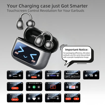 Clip On Earbuds Touch Screen,Wireless Open Ear Headphones with Bluetooth 6.0，50h Battery Life，Lightweight Comfort Sport Earbuds Built-in Mic IPX7 Waterproof Earphones for Running Fitness,black