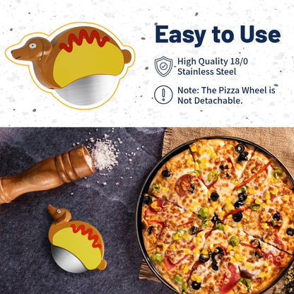 Hotdog Dachshund Pizza Cutter Wheel By YOBRO- Pizza Cutter,Pizza Slicer Stainless Steel，Funny Kitchen Accessories,gift for Dog Lovers,Creative Gifts,Cool Kitchen Gadgets for Family (One Cutter)
