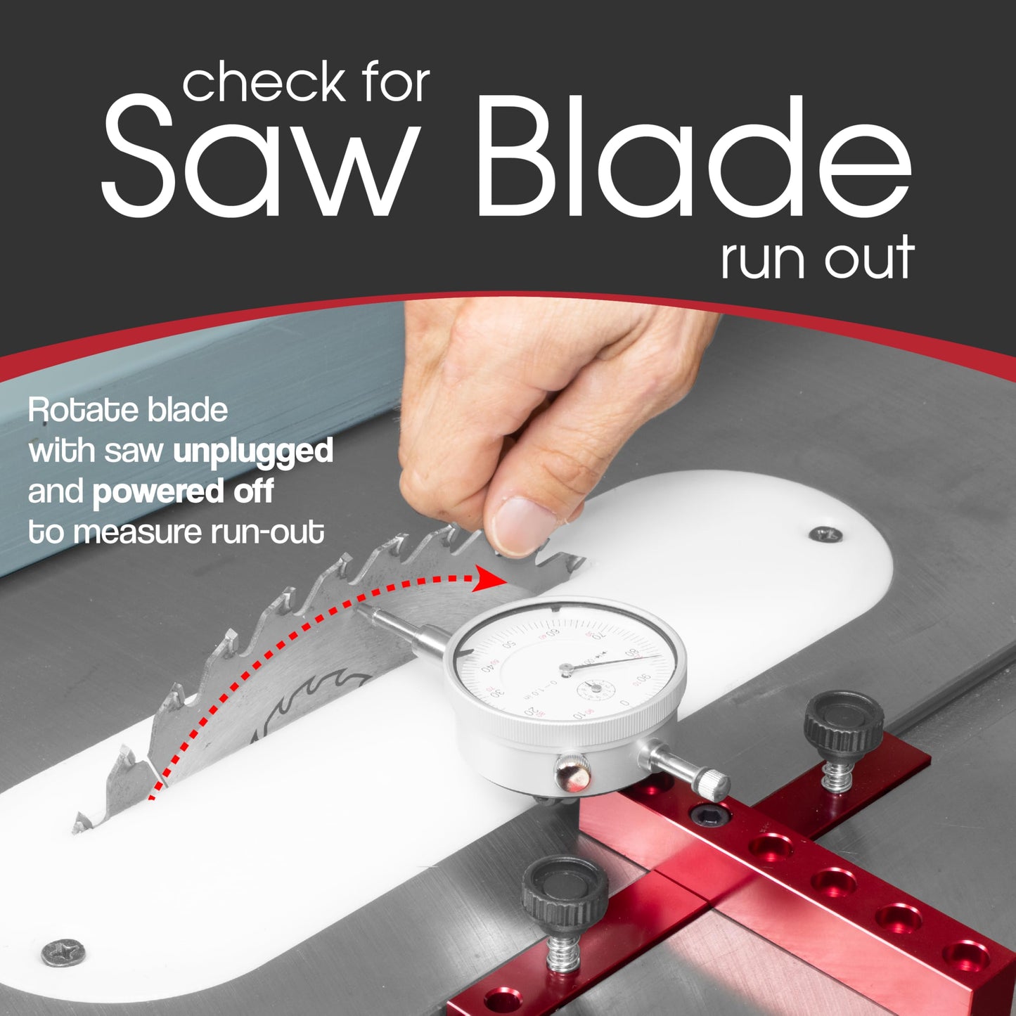 Peachtree Woodworking Supply A Line It Basic, Table Saw Alignment Calibration Tool with Precision Dial Indicator for Table Saw Alignment and Workshop Machinery Precision Alignment