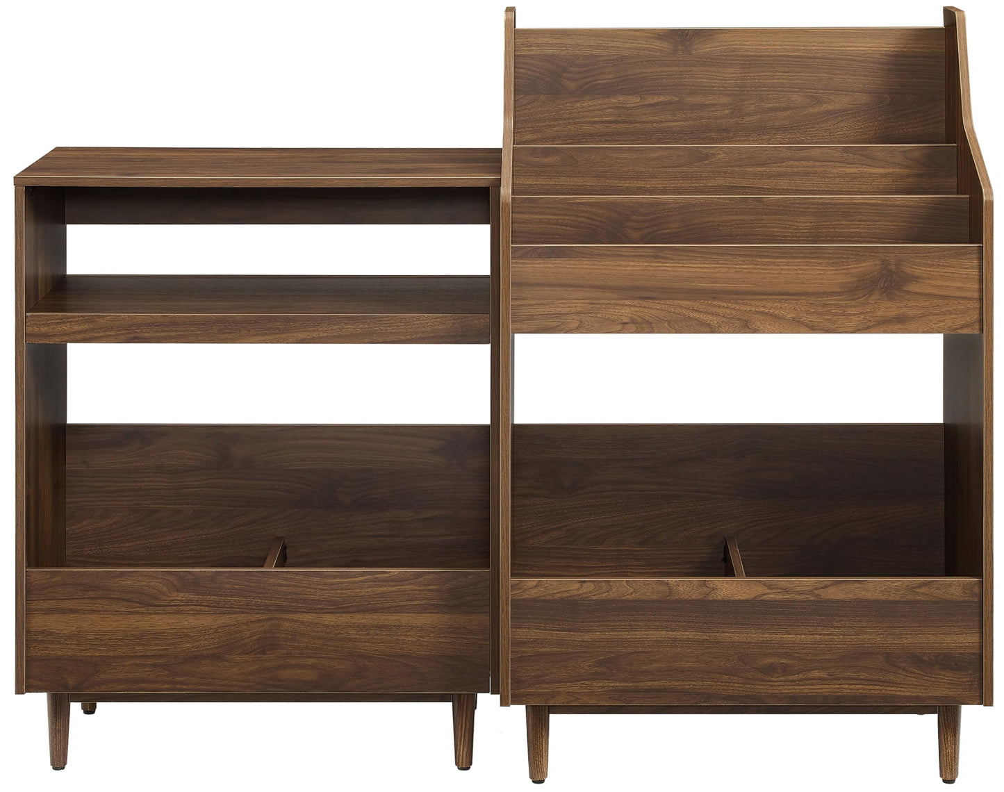 Crosley Furniture Liam 2-Piece Turntable Record Player Stand and Vinyl Storage, Mid Century Modern, Walnut