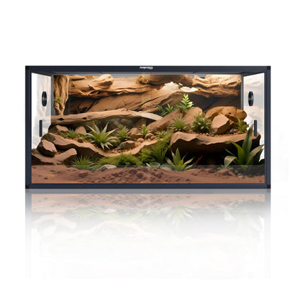Phailozoo 120 Gallon Bearded Dragon Tank,48" x 24" x 24" Reptile Tank with Sliding Door Top Screen Ventilation, Front Opening Reptile Enclosure for Easy Maintenance