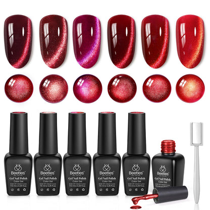 Beetles Halloween Gel Nail Polish Set – Wicked Mystic 8 Colors Gel Polish Kit, Gold Silver Black Green Blue Cat Eye Purple Red Glitter with Nail Art Accessories UV LED Soak Off Manicure Gift for Women