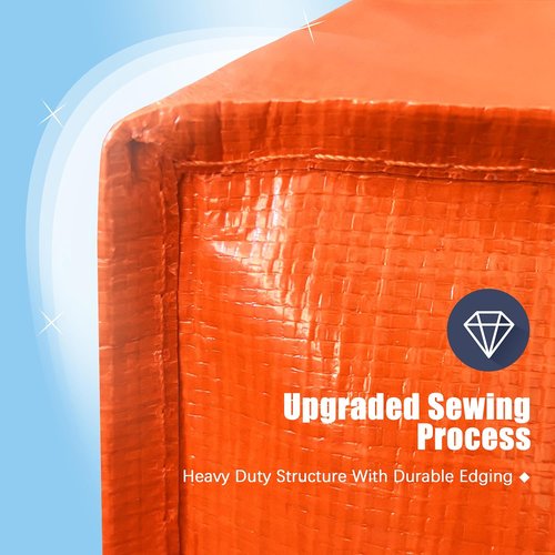 HOMESURE Large Water-Resistant Moving Bags - 12 Pack Heavy Duty Storage Totes with Zippers & Handles | Space-Saving Solution (Orange)