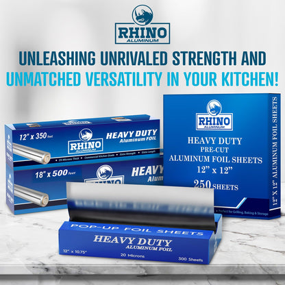 Precut Pop Up Heavy Duty Aluminum Foil Sheets - 300 Pcs of Ultra Thick 20 Micron Foil Sheets for Food - (12"x10.75") Premium Cooking Liners for Versatile Use in Cooking & Baking