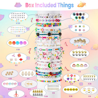 Goldwise Friendship Bracelet Kit, 16000 pcs with Seed Beads (2/3/4mm), Clay Beads, 7 Styles Letter Beads (A-Z), Variety of Charms, DIY Jewelry Making Crafts