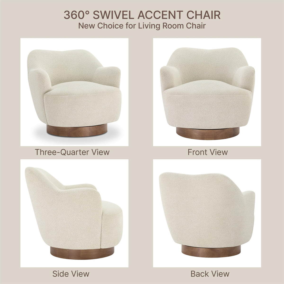 Swivel Accent Chair Set of 2,Upholstered Barrel Chair with Curves Camel Back Design,Modern Arm Chair with Wooden Base for Living Room Bedroom Reading Waitingroom,Linen