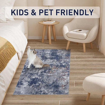 Machine Washable Area Rugs 2x3, Small Entryway Rug with Non Slip Backing for Living Room and Kitchen