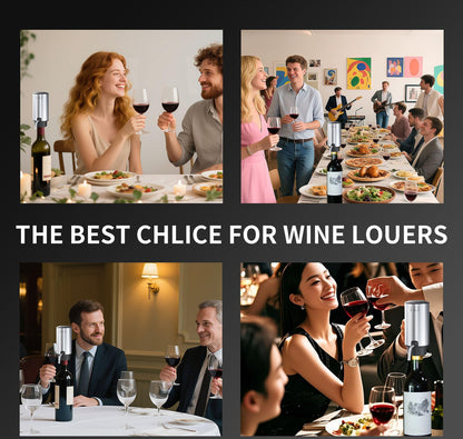 Rechargeable Wine aerator Electric Wine Decanter, Automatic Wine Dispenser withStorage Base,Two Modes:long press to continuously Dispense wine/single press to Dispense75ml of Wine