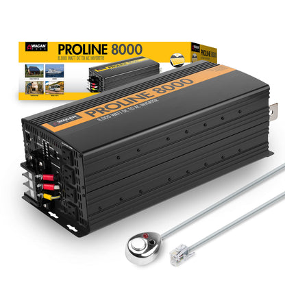 Wagan EL3746 12V 8000 Watt Power Inverter with Remote Control, 16000 Watt Surge Peak, Proline 12 Volt Power Converter for Home RV Camping Van Life Off Grid