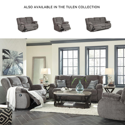 Signature Design by Ashley Tulen Contemporary Rocker Recliner, Gentle Rocking Motion, Pull Tab Reclining, Fabric Upholstery, 39" W x 40" D x 40" H, Dark Gray