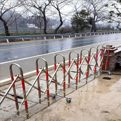 Industrial Expandable Barricade, Retractable Driveway Gate, Stainless Steel Folding Security Gate, Adjustable Traffic Fence for Construction Site, Traffic Control, Cordon, Elevator, Garage, H（1.2 M）