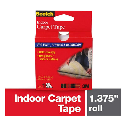 Scotch Carpet Tape for Indoor Use, 1.5 inches by 14 Yards, CT2010, for Vinyl, Ceramic & Hardwood, 1 roll