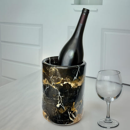 Marmor Krafts Handmade Marble Utensils Holder for Kitchen Utensil Storage and Tabletop - Organizer for Countertops, Pantry, Bathroom, Flower vase, Office & Center Table (Black & Gold)
