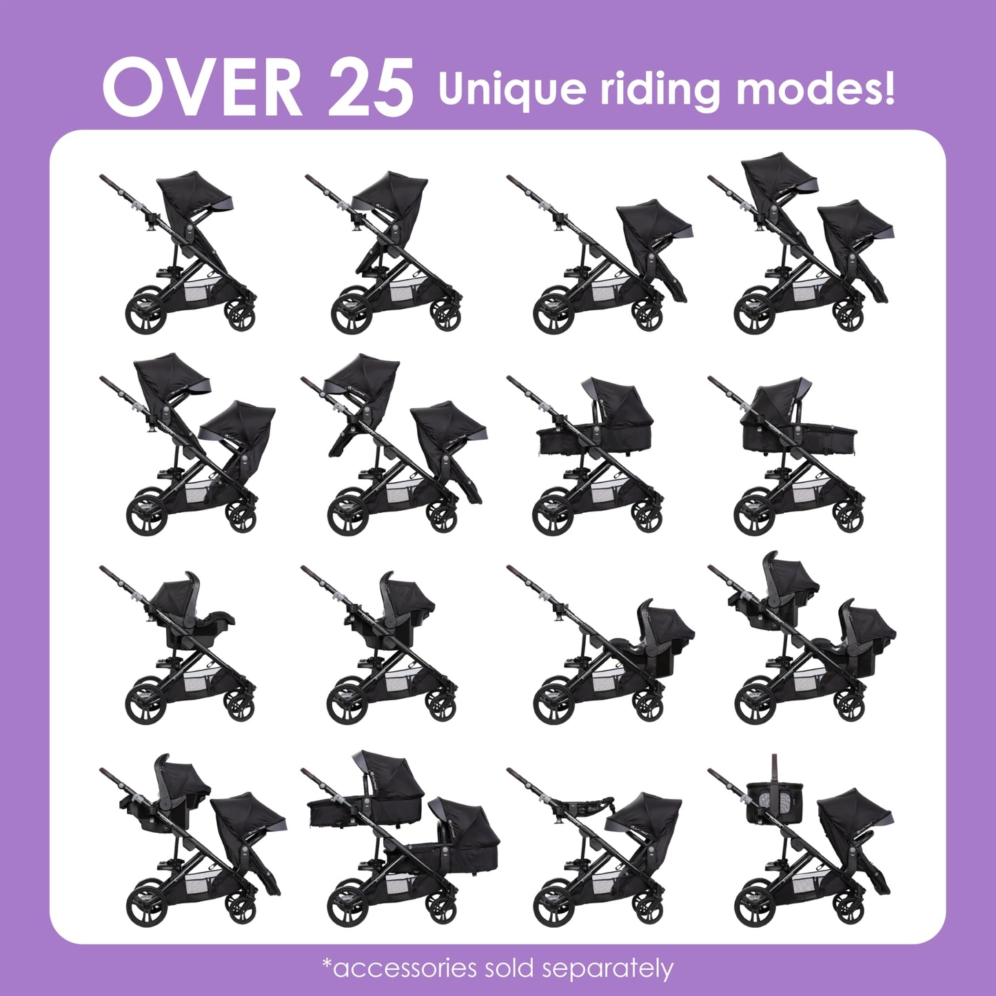 Baby Trend Morph Single to Double Modular Stroller, Dash Black