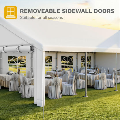 DWVO 20x33 ft Outdoor Heavy Duty Party Tent Wedding Event Shelters Upgraded Galvanized Canopy with Large White Roof, Removable Sidewalls