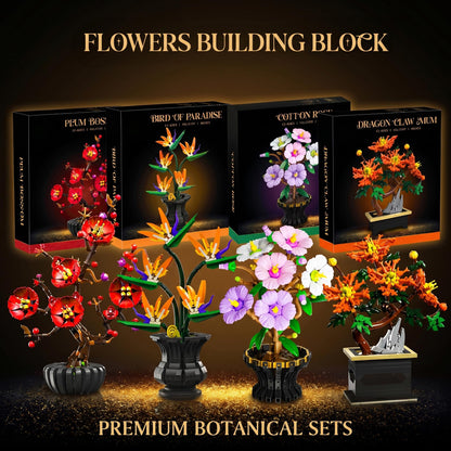 FNSJFYZS Chrysanthemum Building Set, Artificial Flower Bonsai Model Kit for Adults, Creative Botanical Collection, Home Office Desk Decor, DIY Craft Kit, Birthday Gifts (450 Pcs)