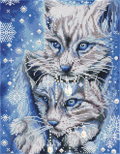 DIAMOND DOTZ Blue Winter Lynx Diamond Painting Kits for Adults - Animals Diamond Art Kits a Relaxing Creative Craft Kit with Dotz Gems 17.6x13.7