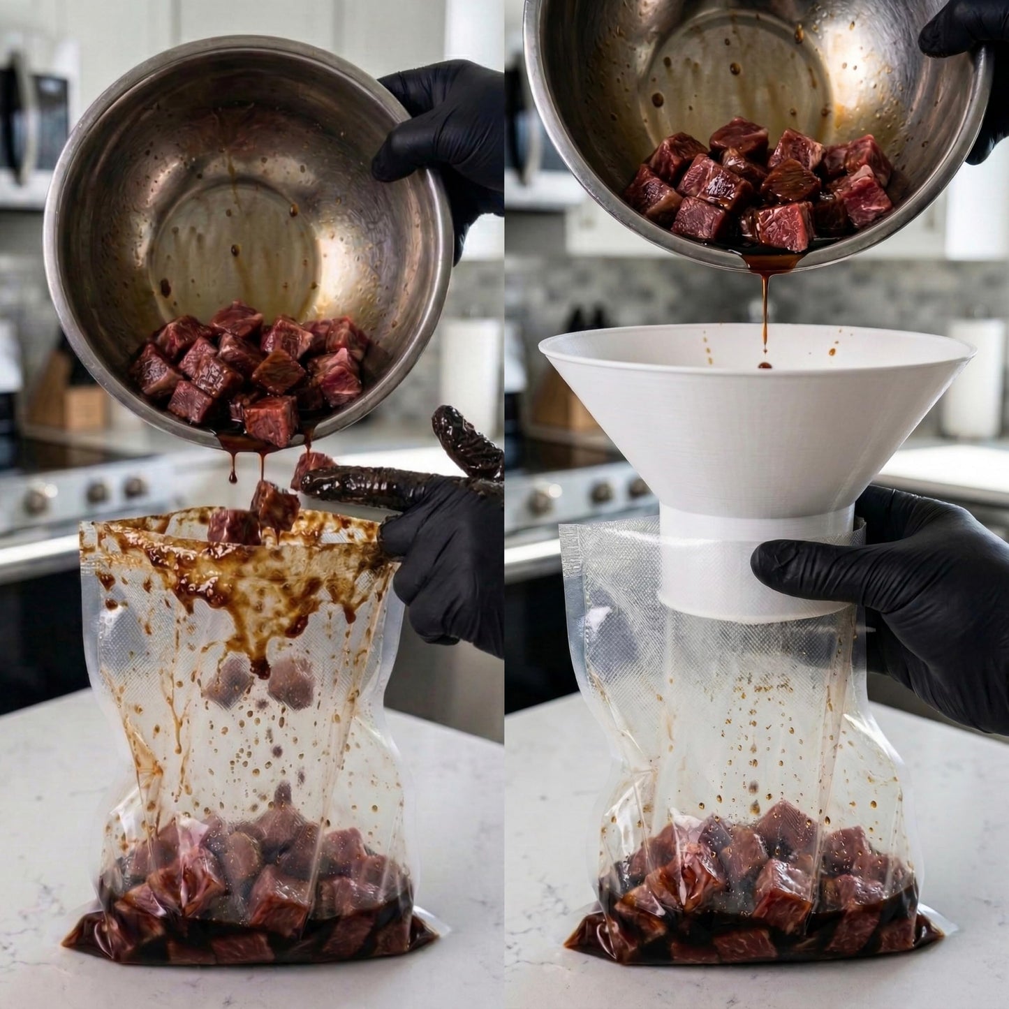 Sai Workshop 2-Piece Oval Funnel Set, Wife-Approved Mess-Free Food Prep Adaptor (Fits 6" & 10" Vacuum Sealer Bags), Unique Kitchen Gadget Gifts for Mom