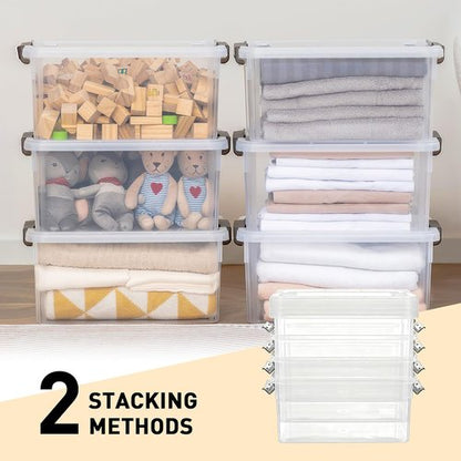 Citylife 17 QT Plastic Storage Bins - 6 Pack Stackable Containers with Lids for Organizing | Clear Storage Box