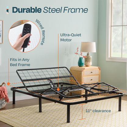Linenspa Adjustable Bed Frame - Independent Head and Foot Incline - Powerful Quiet Motor - Easy Toolless Assembly - Lounging - Watch TV - Working - Reading - Ergonomic - Electric Bed Base - Full Size