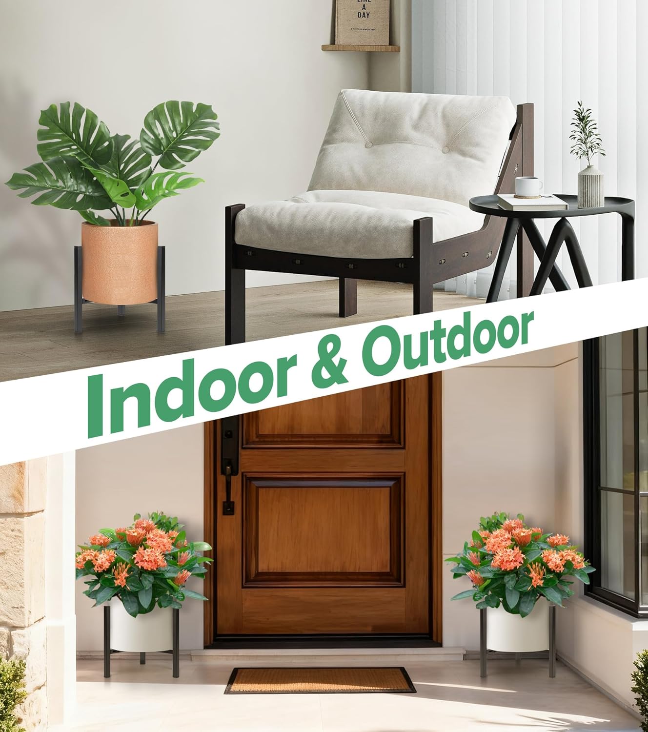 2 Pack, 8 12 Inches Plant Stand Indoor Adjustable Metal Modern Indoor Plant Stand, Heavy Duty Plant Stands Outdoor