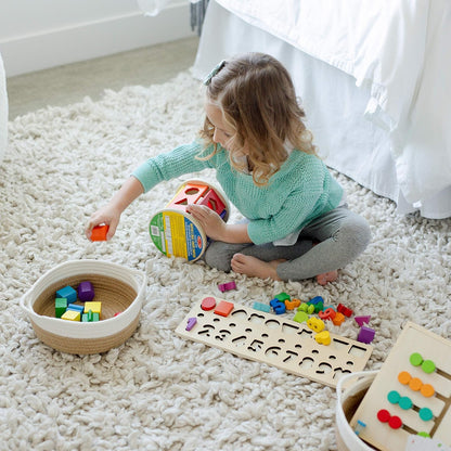 NaturalCozy 5-Piece Round Small Woven Baskets Set– Cotton Rope Baskets for Organizing! Montessori Toys, Fruits Remotes Key Tray Bowl for Entryway Desk, Shallow Catchall Home Décor, Cat Dog Bin Gift