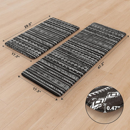 Kitchen Mats Cushioned Anti Fatigue, Non Slip 2 Piece Memory Foam Kitchen Mat Set for Sink, Laundry, Office, Black