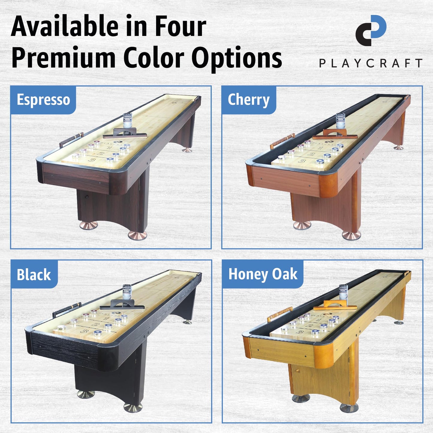 Playcraft Woodbridge Shuffleboard Table with Storage Cabinet - Shuffle Board Game Table Set with Matching Abacus, 8 Pucks, Brush & Wax (Made in USA) - Pro Style Climate Adjusters - Cherry - 12ft