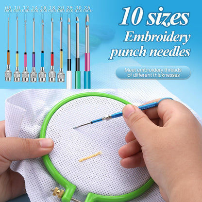 JUPEAN Embroidery Kit, Punch Needle Kit, 156 Pcs Punch Needle Tool, 110 Pcs Embroidery Floss, Punch Needles Kit for Beginners