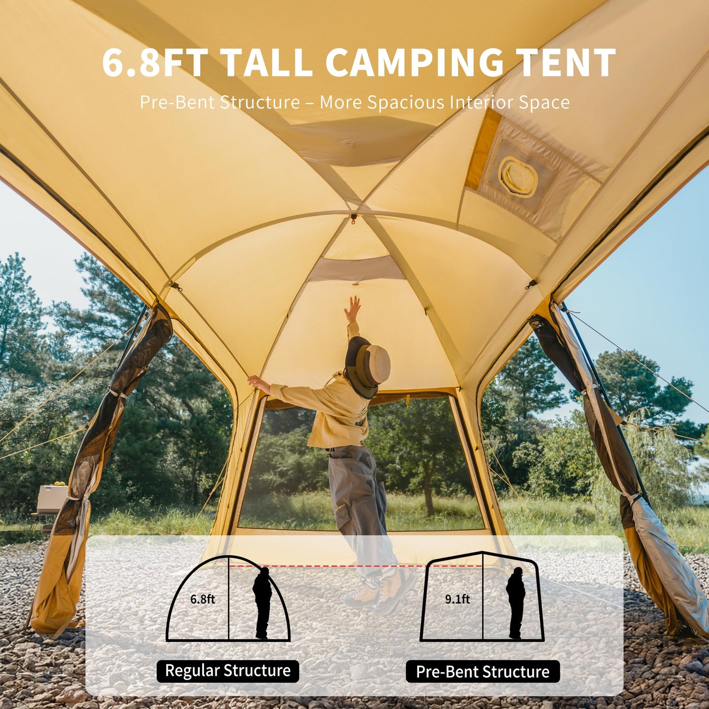 Naturehike Dune Hot Tent with Stove Jack,Double Layer 4 Season Tent,Waterproof 2-4 Person Tents for Camping