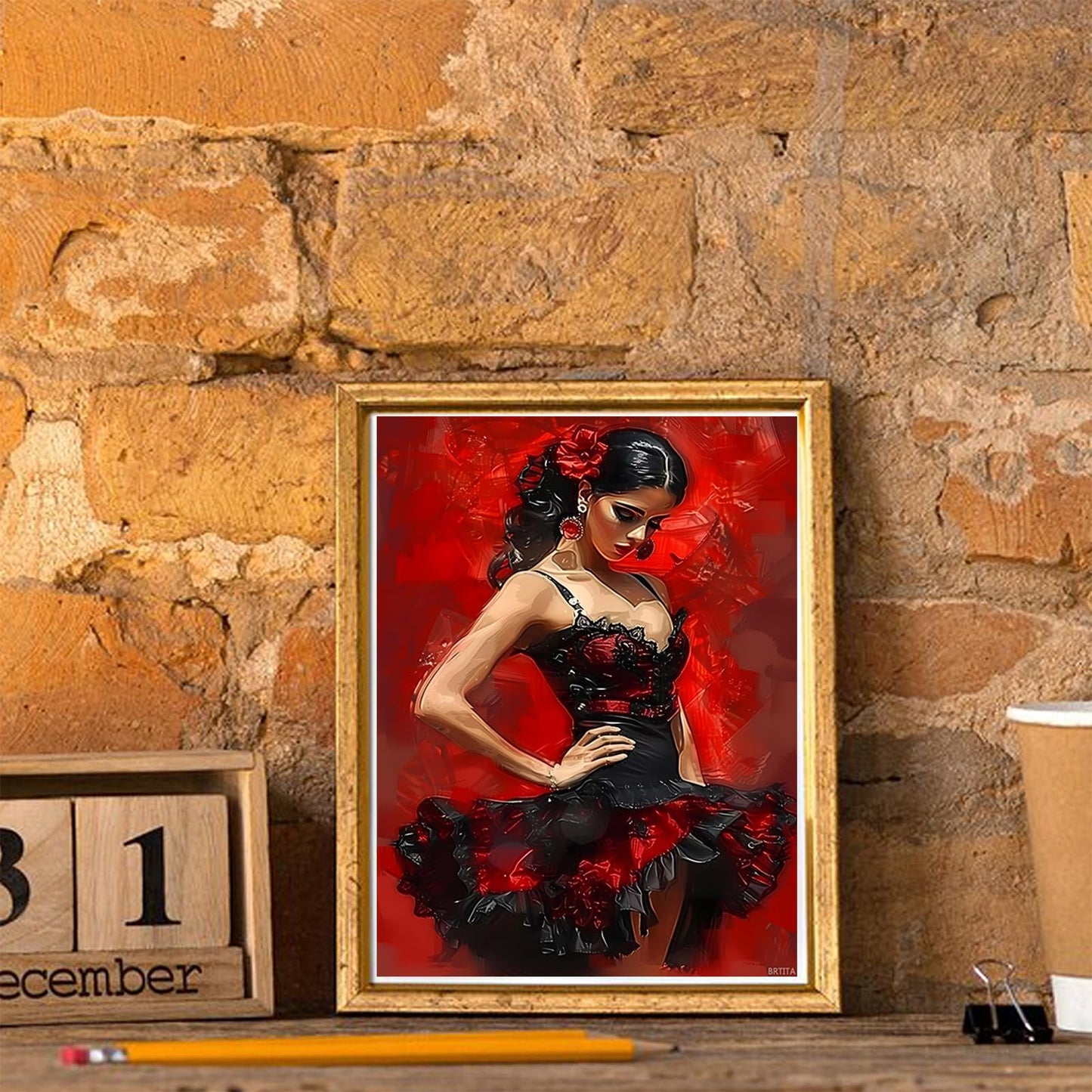 BRTITA The Black Dress Dancer Diamond Painting Kit for Adult, DIY Full Drill Diamond Art for Beginner, 5D Gem Dots Kits Painting Crafts for Home Decor 12x16in / 30x40cm