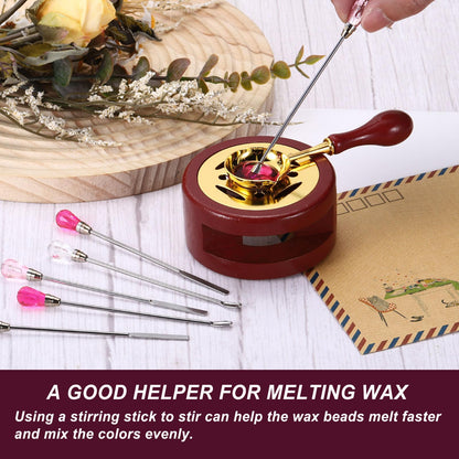 PATIKIL Wax Stamp Seal Kit, Wax Seal Kit Include Sealing Warmer, Melting Spoon, Candle, Flat Stick, Retro Melt Stove Pot Furnace Tool for Envelope Letter Mailing Crafts DIY, Dark Green
