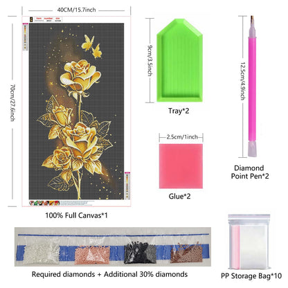 ZHUMUTO Large 5D Diamond Art Painting Kits for Adults,15.7x27.5inch Flowers Roses C DIY Full Round Drill Diamond Dots Large Size,Big Gem Art and Crafts for Home Wall Decor Gifts