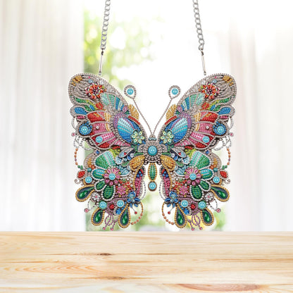 Diamond Art Painting Hanging Pendant, DIY Butterfly 5D Special Shape Crystal Diamond Art Partial Mosaic Making Craft Wreath Ornaments, Large size Home wall decor window decoration Handmade Gift