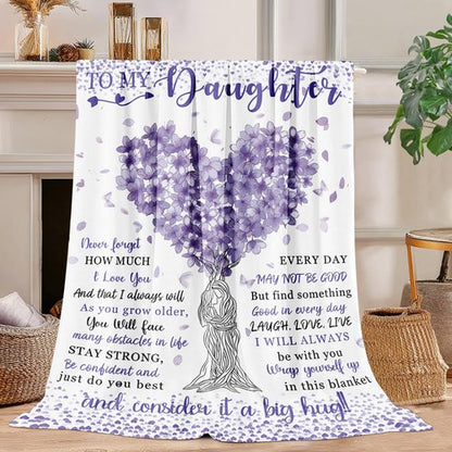 Kitolwo to My Daughter Blanket from Mom Daughters Birthday Gifts Christmas Valentines Day Gift for Daughter to My Daughter's Throw Blanket 50" x 60"（Purple）
