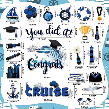 Lounsweer 24 Pcs Graduation Cruise Door Decorations, 2024 Congrats Grad Hat Magnet for Cabin Door, Refrigerator