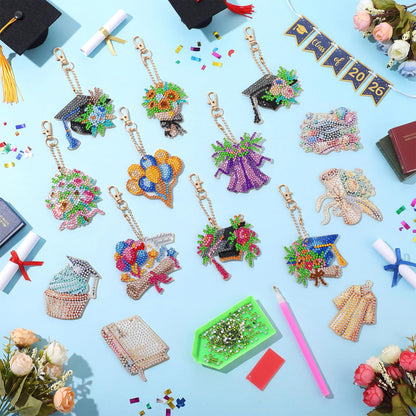 Huquary 24 Pcs Graduation Diamond Art Painting Keychain Kits 5D DIY Graduation Diamond Art Ornaments Class of 2026 Congrats Grad Crafts for Grad Party Favors Decorations Backpack Charms Accessories