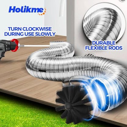 Holikme Dryer Vent Cleaner Kit - 60 Feet Flexible Brush with Drill Attachment & 2 Synthetic Heads