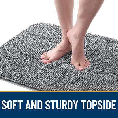 OLANLY Dog Door Mat - Absorbent Non-Slip Chenille Mat for Muddy Paws | 34x21 Inches, Quick Dry, Grey