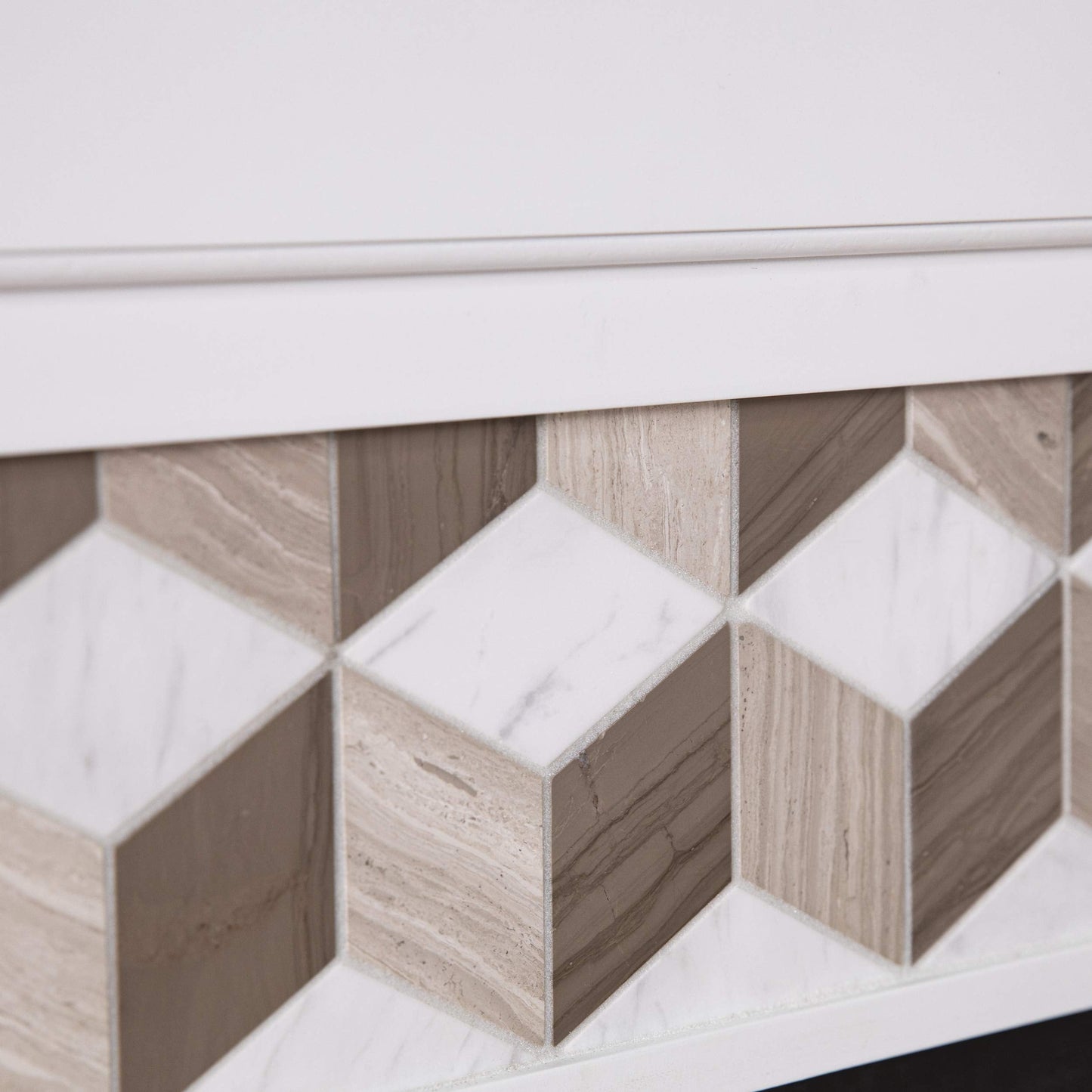 SEI Furniture Darvingmore Color Changing Fireplace w/Marble Surround, White/Brown
