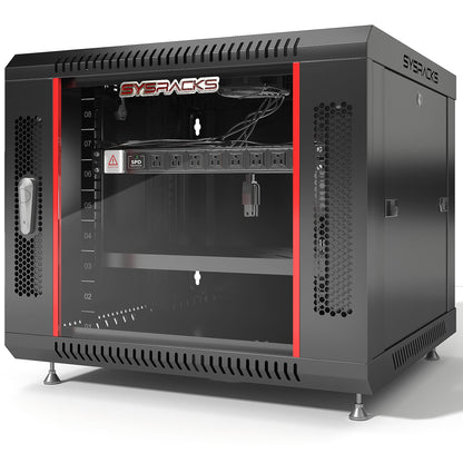 9U Wall Mount Server Rack Cabinet – 19" Network Rack Enclosure, 18" Deep Data Rack Cabinet with Fan, PDU & Shelf for IT Equipment, Switches and Patch Panel